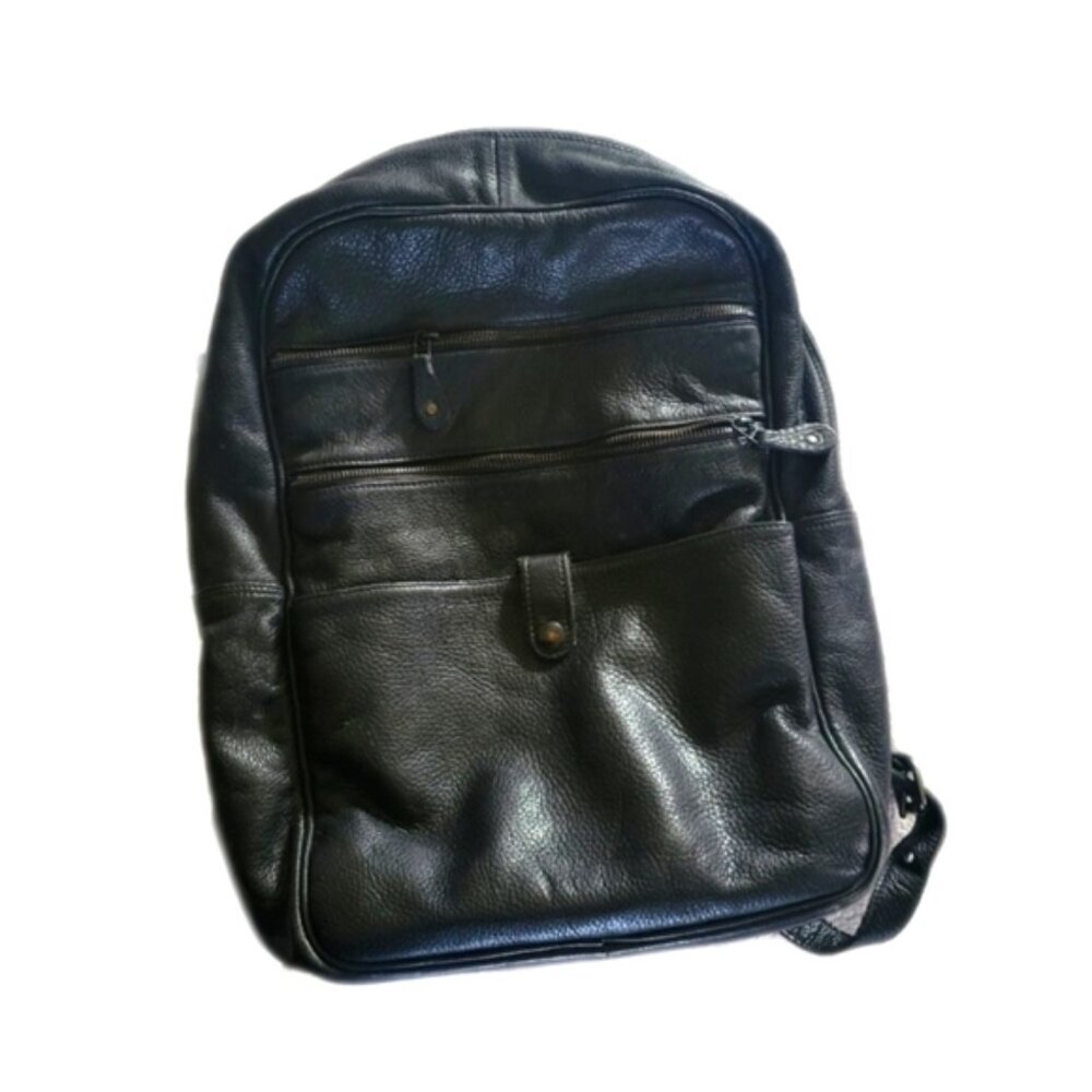 Roots full leather pebbled leather back pack medium large black unisex